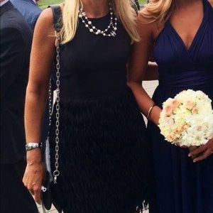 Aqua- Black Feather Mini Dress